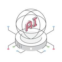Well crafted isometric icon showing ai technology usage vector