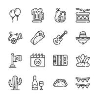 Latest Bundle of Mexican Event Outline Style Icons vector