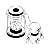 A premium isometric style icon of robot memory storage. vector
