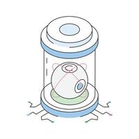 An amazing isometric outline icon showing ai chamber tech vector
