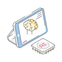 An amazing isometric icon of ai mind visualization vector