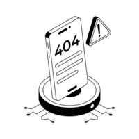 A trendy isometric outline icon showing 404 error. vector