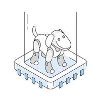 A trendy isometric icon of playful robot dog design vector