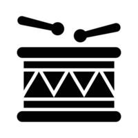 A glyph icon showing a traditional drum with sticks vector