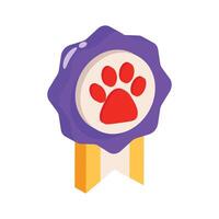 A 2d style icon of pet badge with a paw on it vector