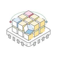 Grab this isometric style icon of 3d modeling chip vector