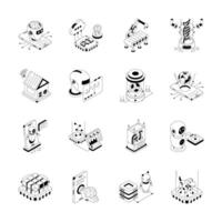 Check out premium collection of ai technology isometric style icons vector