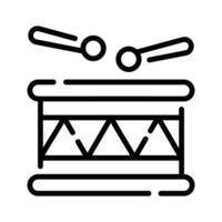 A outline icon showing a traditional drum with sticks vector