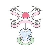 A visually engaging isometric icon of drone technology feature vector