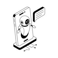 An amazing isometric icon of robot communication. vector