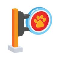 A captivating 2d icon of pet board with a paw on it vector