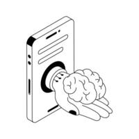 A visually appealing isometric icon of smart thinking idea. vector