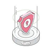Well crafted isometric outline icon of cybersecurity shield vector