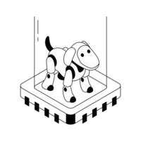 A trendy isometric icon of playful robot dog design. vector