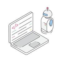 A trendy isometric icon of professional coding workstation vector