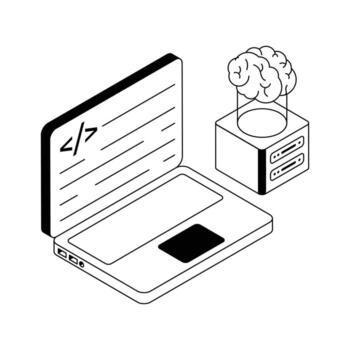 agarrar esta isométrica icono demostración codificación software pantalla. vector