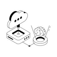 A modern isometric icon representing ai cloud platform. vector