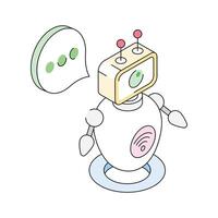 A well designed isometric icon of robot chat system vector
