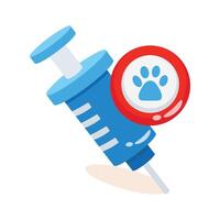 A 2d icon showing pet injection syringe vector