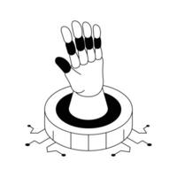 A visually appealing isometric icon of robotic hand structure. vector