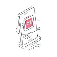 A modern isometric style icon of ai mobile phone vector