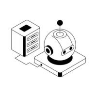 Grab this isometric style icon of robot server setup. vector