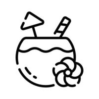 A line style icon showing coconut drink with straw vector