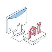 A premium isometric outline icon of ai system vector