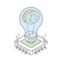 A modern isometric icon of ai thinking process vector