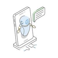 An amazing isometric icon of robot communication vector