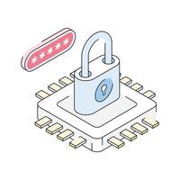 Well designed isometric icon showing secure password protection vector
