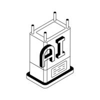 A well crafted isometric icon showing ai concept design. vector