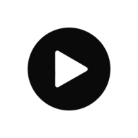 A bold black circle encloses a white, right-pointing triangle, symbolizing a play button cutouts png