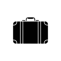 A simplistic black silhouette of a suitcase. cutouts png