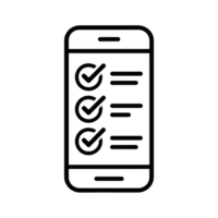 A smartphone screen displays a checklist with three completed tasks, each marked by a checkmark. cutouts png