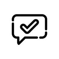 A black check mark appears within a speech bubble, conveying a sense of approval or completion. cutouts png