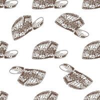 Hand drawn vintage seamless pattern of sliced bread loaf in engraving sketch style in brown monochrome ink vector