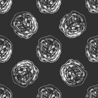 Hand drawn vintage seamless pattern of chocolate chip cookies in engraving sketch style on chalkboard background vector