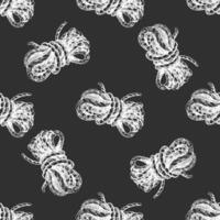 Hand-drawn vintage sketch of climbing rope seamless pattern in white color on chalkboard background vector