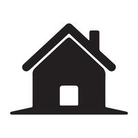 A black home silhouette with a triangular roof and square base, representing comfort, safety, and stability vector