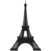 black silhouette of the Eiffel Tower combined with a home structure, against a white background, blending iconic Parisian architecture with the warmth of a cozy home in a sleek vector