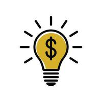 Minimalist icon of a light bulb symbolizing creativity and ideas, with simple lines and a glowing effect, emphasizing innovation and inspiration vector