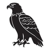 A black eagle silhouette soaring against a white background, capturing the bird powerful wingspan and sharp gaze in a clean, dynamic design that symbolizes freedom and strength vector