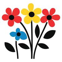 Bright Flower Bouquet, Whimsical Illustration of Colorful Blooms vector