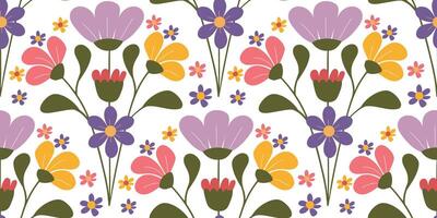 Abstract Hand drawn Florals seamless pattern background . vector