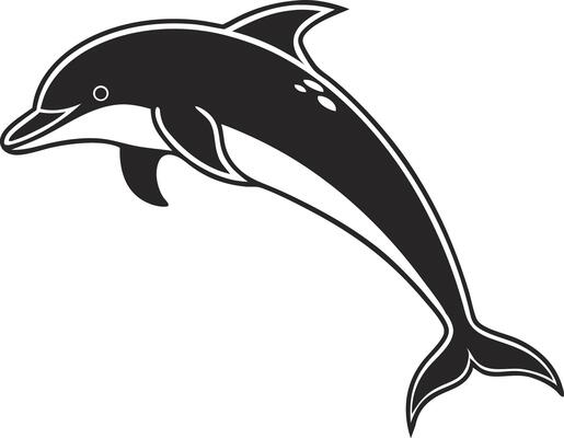 Artistic Jumping Dolphin Fish Illustration for T Shirts