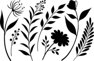 Natural Floral and Leaf Silhouette Design with Earthy Style vector