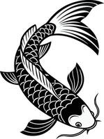 Black Koi Fish Silhouette Design Illustration vector