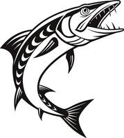 Barracuda Fish Silhouette Design in Black vector