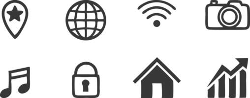 Web and Mobile App Silhouette UI Icons Collection vector